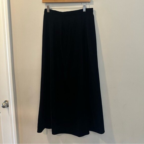 Talbots Black Velvet A-Line Maxi Skirt Size 6 Elegant Holiday Winter - Picture 2 of 10